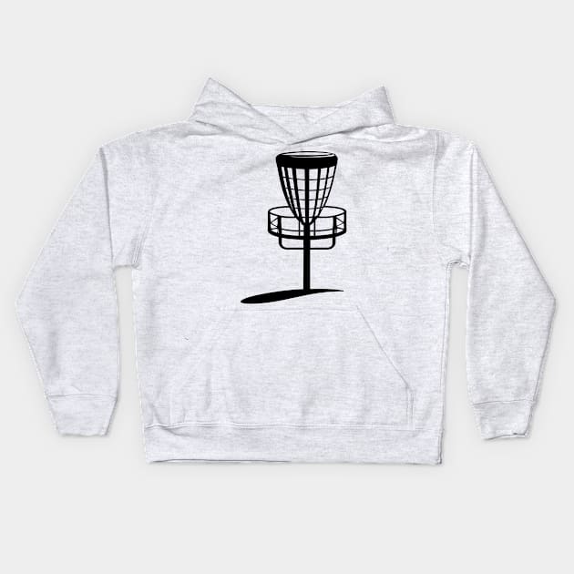 Minimalist Disc Golf Metal Basket Silhouette Art Kids Hoodie by TeeTrendz